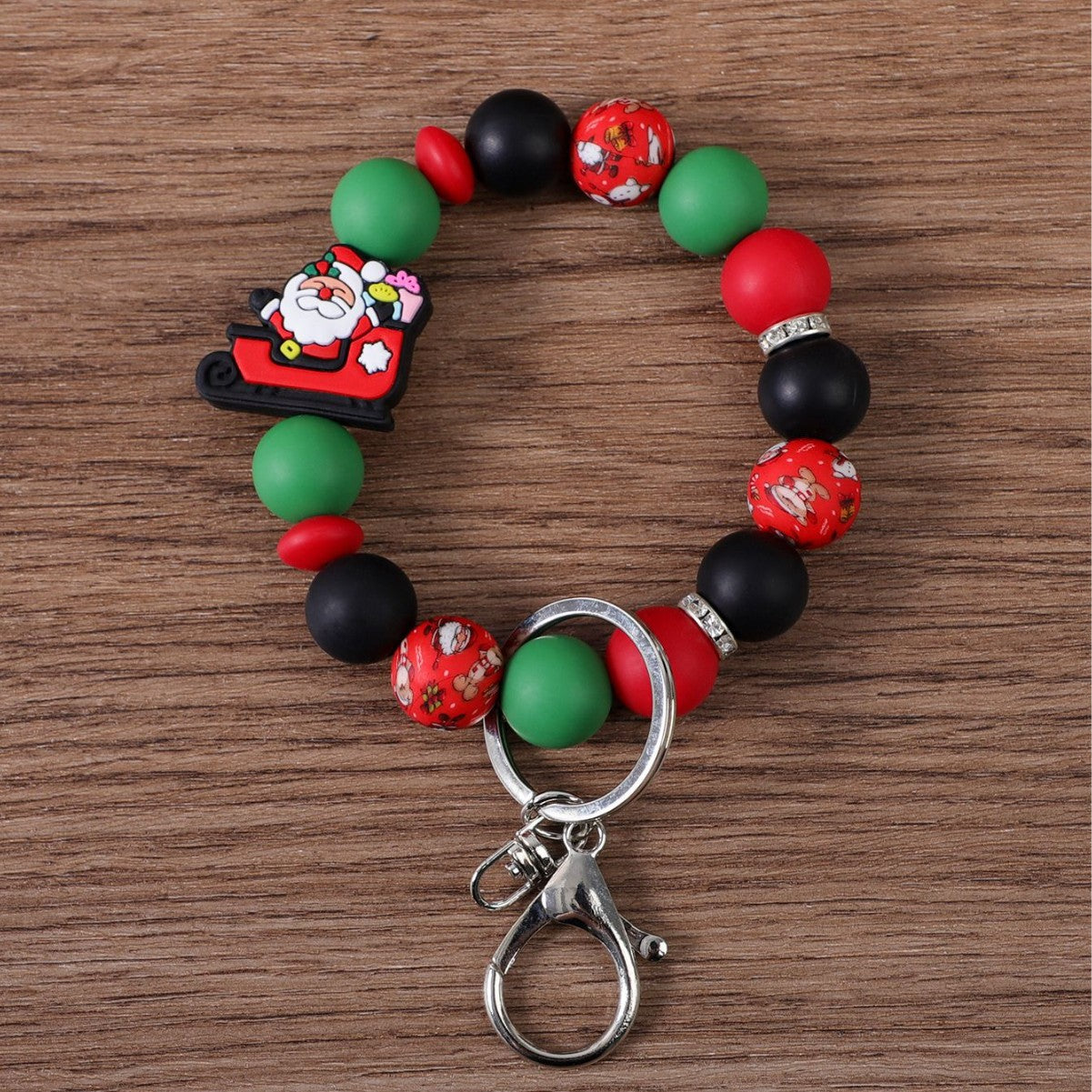 Wholesale Christmas Cute Silicone Beaded Keychain Bag Pendant Accessories Christmas Gift